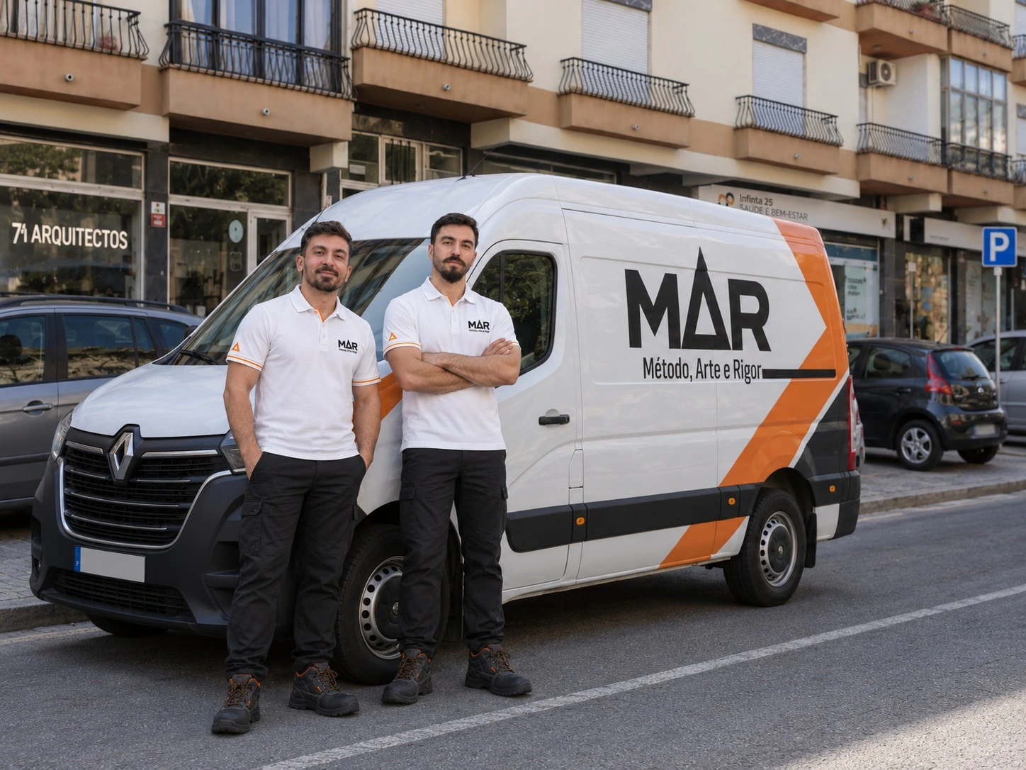 Mário e Diogo com a carrinha MAR, Montagem de Móveis em Lisboa
